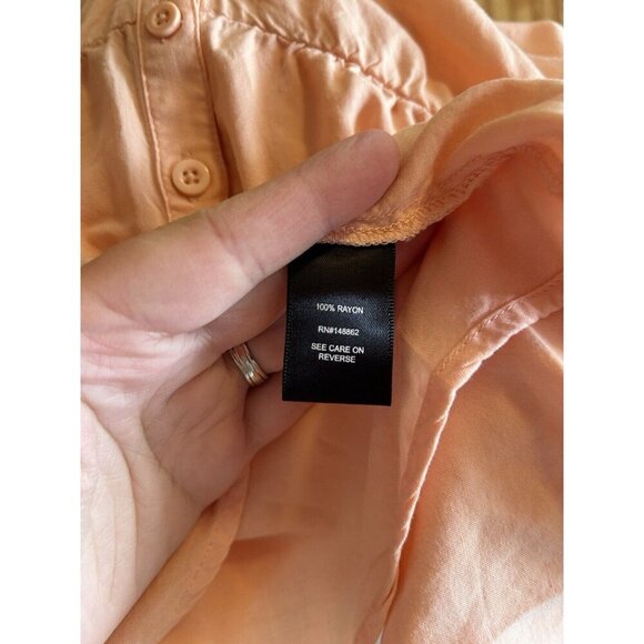 Torrid Women's Plus Size Babydoll Top Melon Peach Solid Button Down Sz 1 (1X) - Picture 8 of 9